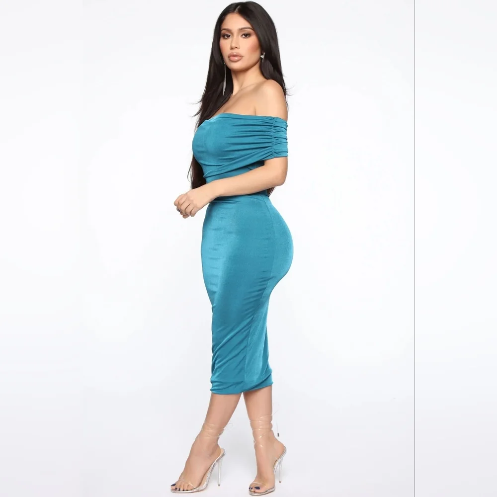 Off shoulder dress ...teal - Picture 2 of 3